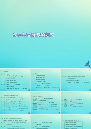 六年级英语上册 句子与交际专项复习习题课件 人教PEP版-人教PEP小学六年级上册英语课件