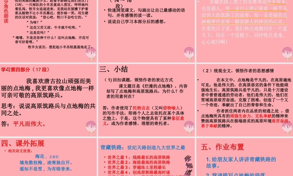 六年级语文上册 第9课 烂漫的点地梅课件4 西师大版-西师大版小学六年级上册语文课件