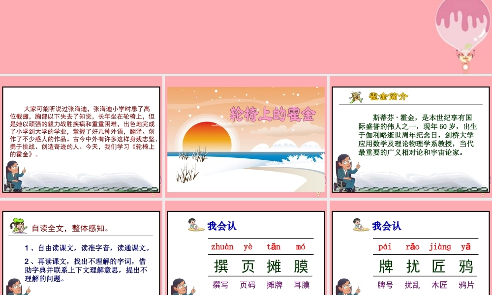 六年级语文上册 第9课 轮椅上的霍金课件 苏教版-苏教版小学六年级上册语文课件