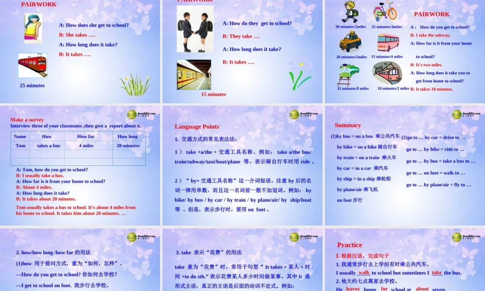 六年级英语下册 Unit 5 How do you get to school Section AB课件 鲁教版五四制