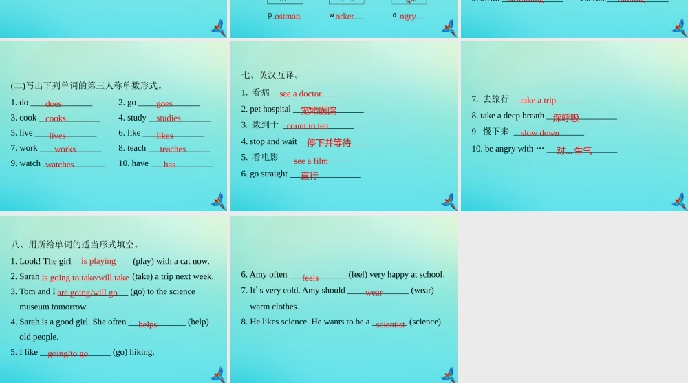 六年级英语上册 语音与词汇专项复习习题课件 人教PEP版-人教PEP小学六年级上册英语课件