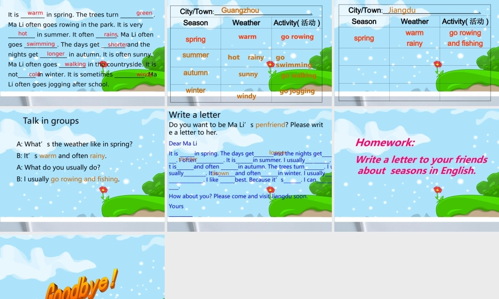 六年级英语下册 Unit 5 Part D、E课件 苏教牛津版