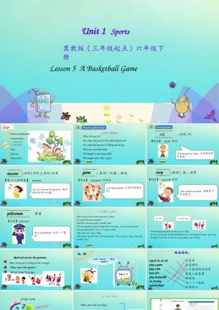 六年级英语下册 Unit 1 Sports Lesson 5 A Basketball Game课件 冀教版（三起）-冀教版小学六年级下册英语课件