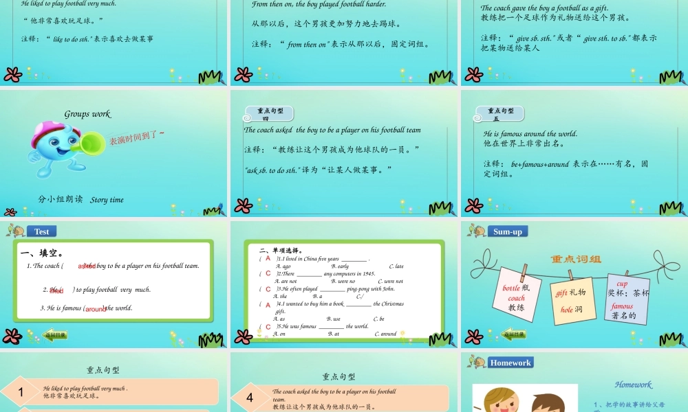六年级英语下册 Unit 1 Sports Lesson 6 A Famous Football Player课件 冀教版（三起）-冀教版小学六年级下册英语课件