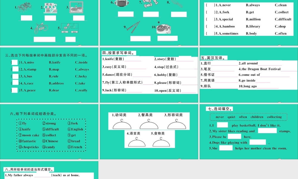 六年级英语上册 专项提升练（词汇）作业课件 外研版（三起）-外研版小学六年级上册英语课件