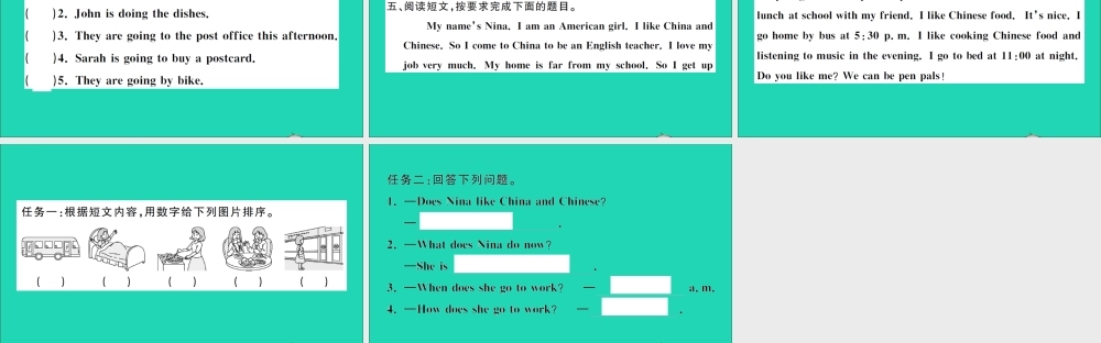 六年级英语上册 专项提升练（阅读理解）作业课件 人教PEP-人教PEP小学六年级上册英语课件