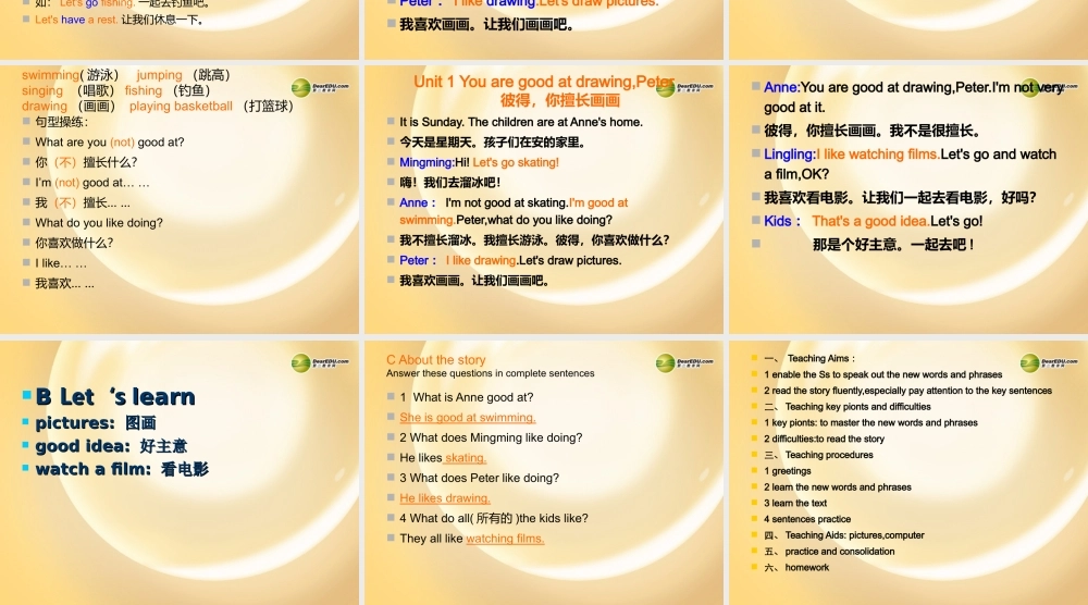 六年级英语下册 Unit 1 You are good at drawing,Peter课件（1） 湘少版