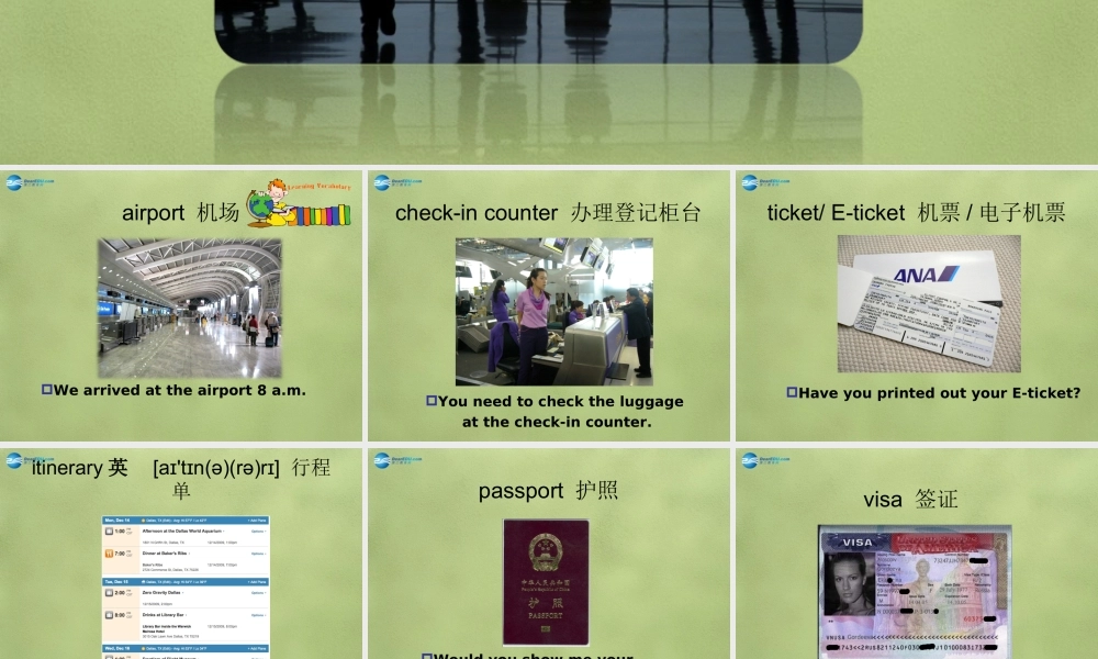 六年级英语上册《Lesson 1 At the Airport》课件1 冀教版