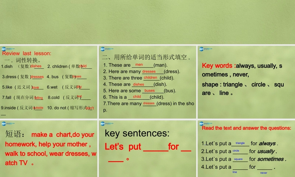 六年级英语上册《Lesson 13 Always Do Your Homework》课件1 冀教版