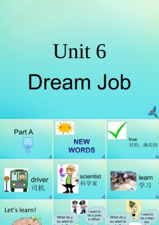 六年级英语下册 Unit 6 Dream Job Part A课件1 闽教版（三起）-闽教版小学六年级下册英语课件