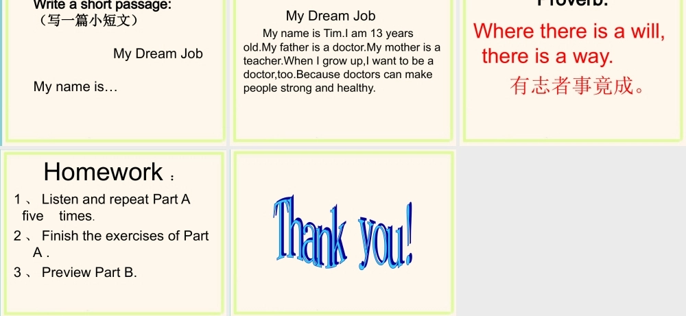 六年级英语下册 Unit 6 Dream Job Part A课件2 闽教版（三起）-闽教版小学六年级下册英语课件