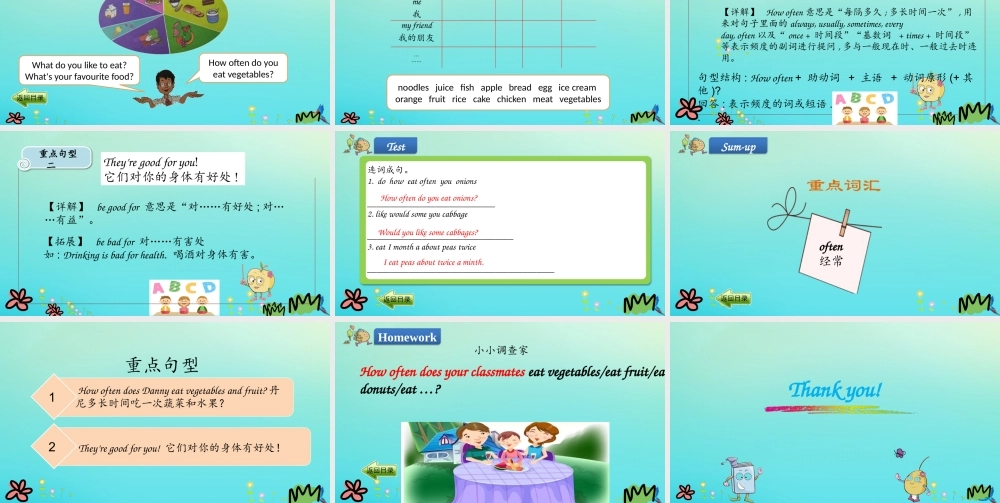 六年级英语下册 Unit 2 Good Health to You Lesson 9 Eat More Vegetables and Fruit课件 冀教版（三起）-冀教版小学六年级下册英语课件