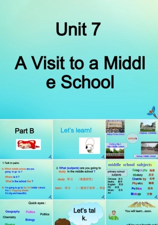 六年级英语下册 Unit 7 A Visit to a Middle School Part B课件2 闽教版（三起）-闽教版小学六年级下册英语课件