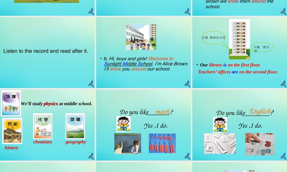 六年级英语下册 Unit 7 A Visit to a Middle School Part B课件3 闽教版（三起）-闽教版小学六年级下册英语课件