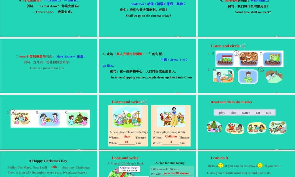 六年级英语上册Assessment Ⅳ课件