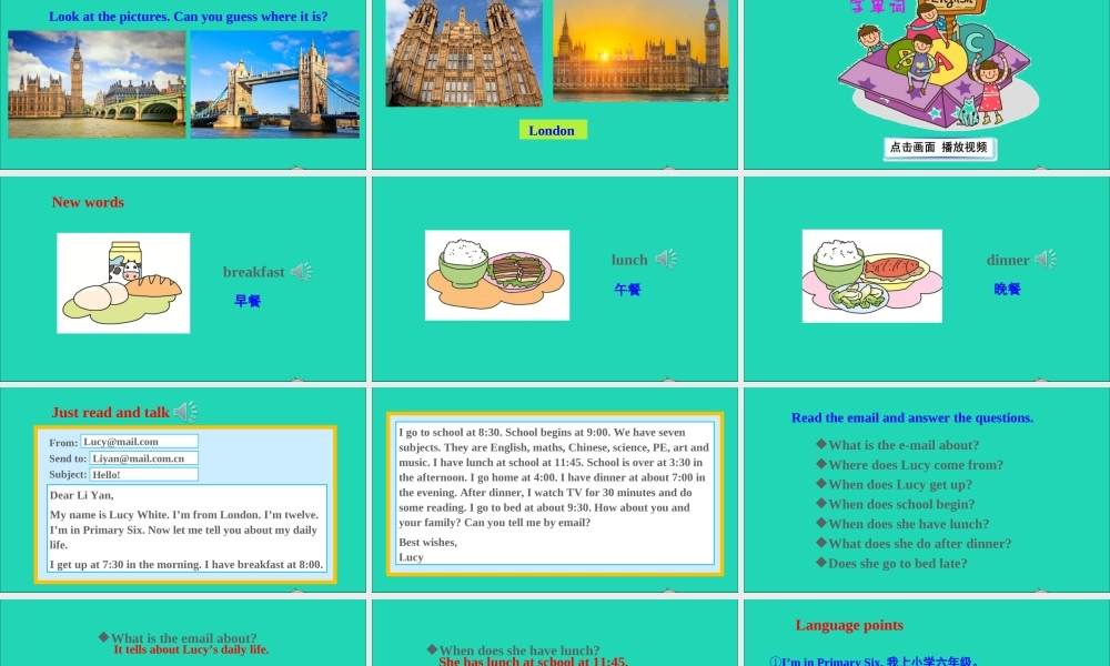 六年级英语上册Lesson 1 & Lesson 2课件