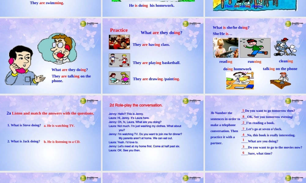 六年级英语下册 Unit 8  I’m watching TV Section AB课件 鲁教版五四制