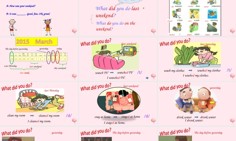 六年级英语下册 Unit 2 Last weekend B Lets learn课件 人教PEP版-人教PEP小学六年级下册英语课件