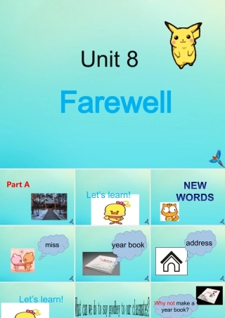 六年级英语下册 Unit 8 Farewell Part A课件2 闽教版（三起）-闽教版小学六年级下册英语课件