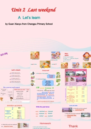 六年级英语下册 Unit 2 Last weekend Part A Lets learn教学课件 人教PEP版-人教PEP小学六年级下册英语课件