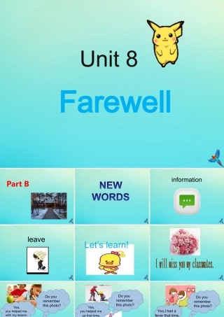 六年级英语下册 Unit 8 Farewell Part B课件1 闽教版（三起）-闽教版小学六年级下册英语课件