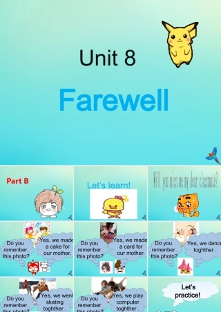 六年级英语下册 Unit 8 Farewell Part B课件2 闽教版（三起）-闽教版小学六年级下册英语课件