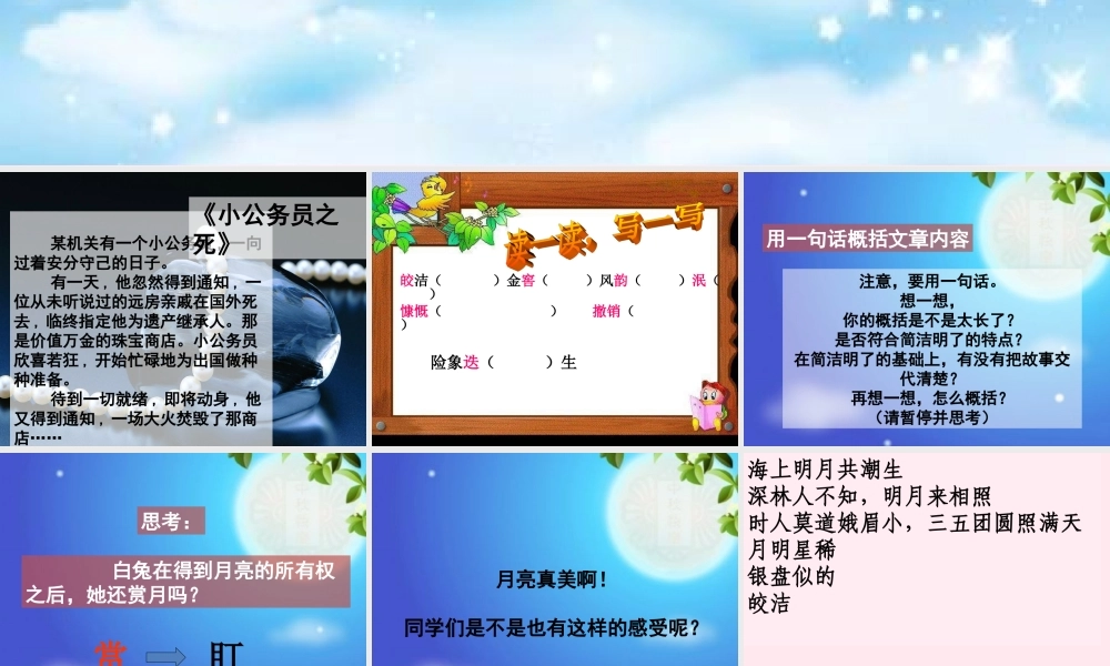 六年级语文上册 第33课《白兔和月亮》课件2 沪教版-沪教版小学六年级上册语文课件