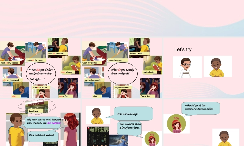 六年级英语下册 Unit 2 Last weekend Part B Let s talk教学课件 人教PEP版-人教PEP小学六年级下册英语课件