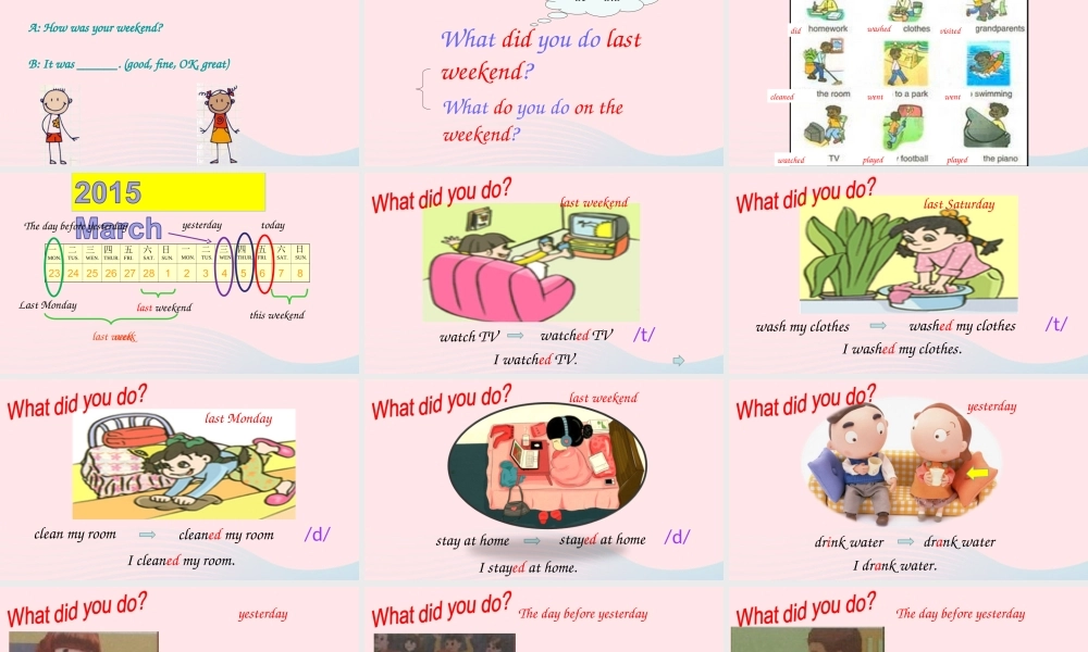 六年级英语下册 Unit 2 Last weekend Part B Lets learn教学课件 人教PEP版-人教PEP小学六年级下册英语课件