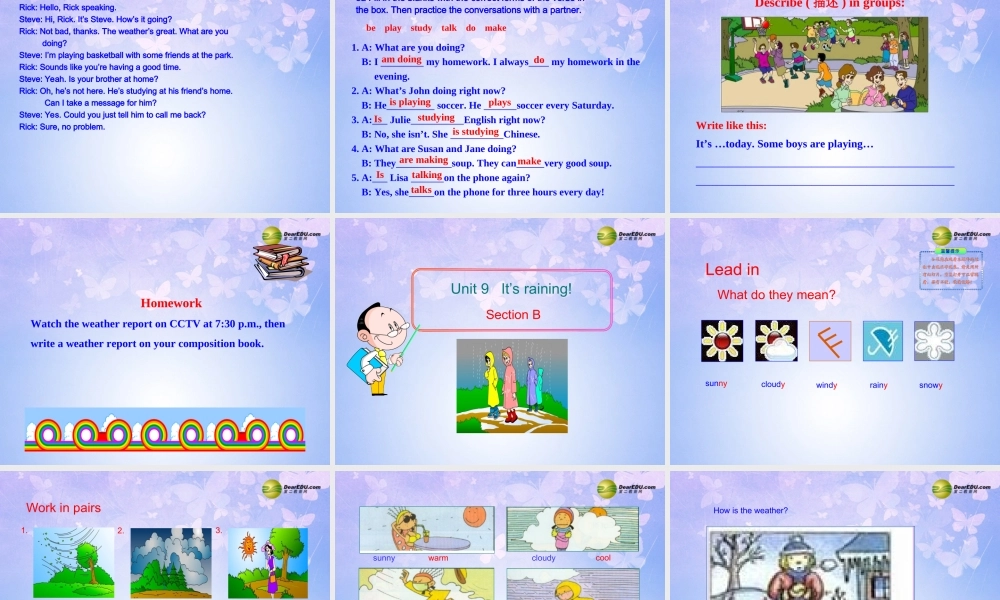 六年级英语下册 Unit 9 It’s raining Section AB课件 鲁教版五四制