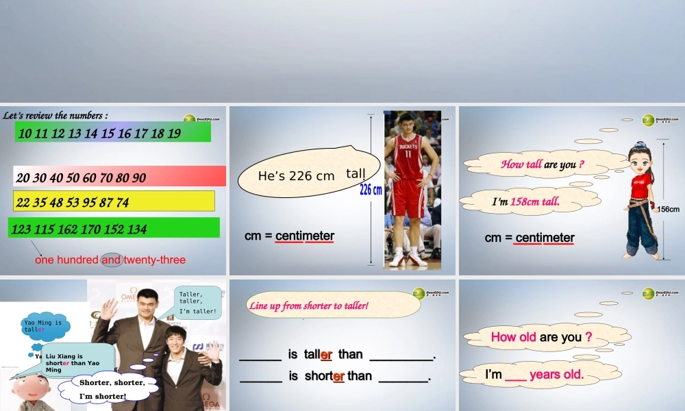 六年级英语下册 unit1 How tall are you课件（2） 人教PEP