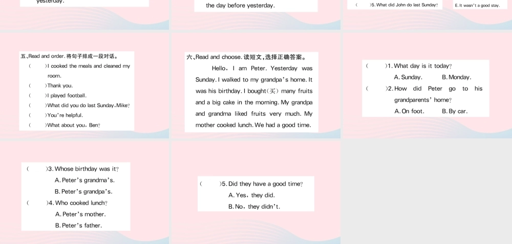 六年级英语下册 Unit 2 Last weekend Part B作业课件 人教PEP版-人教PEP小学六年级下册英语课件