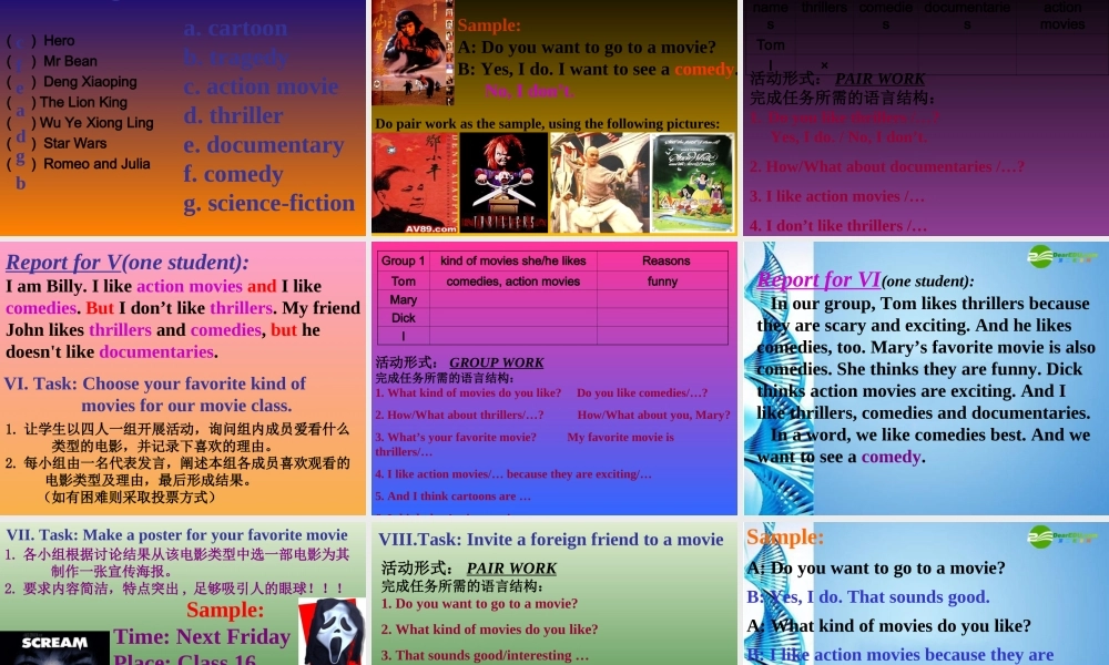 六年级英语下册 Unit2 Do you want to go to a movie（13）课件 鲁教版