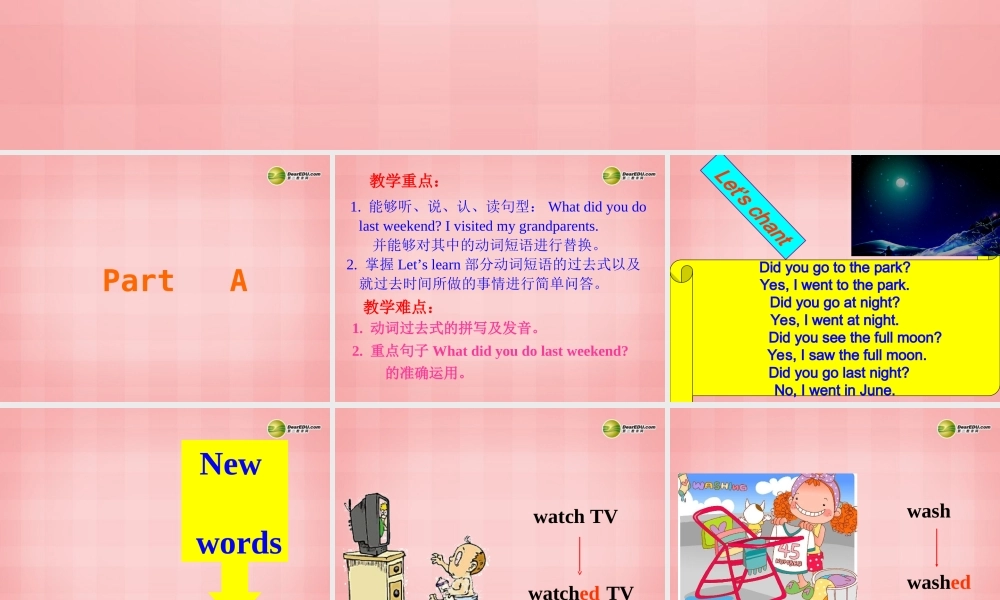 六年级英语下册 unit3 last weekend partA课件 人教PEP