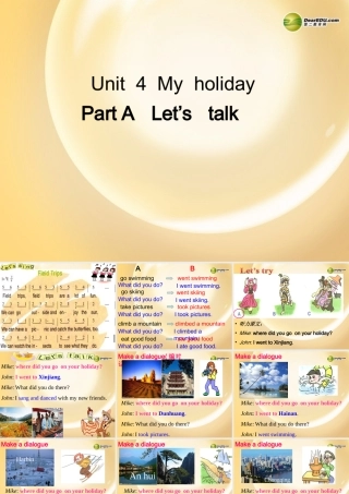 六年级英语下册 unit4 my holiday PartA课件 人教PEP