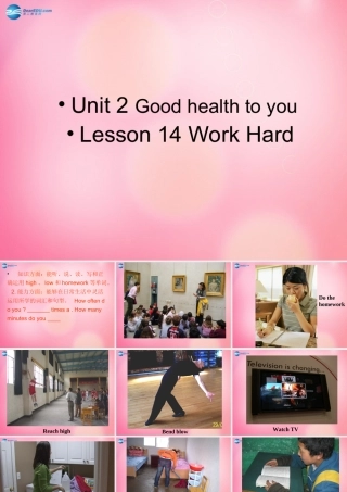 六年级英语下册 Unit 2 Lesson 14 Work hard课件 冀教版（三起）-冀教版小学六年级下册英语课件