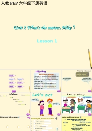 六年级英语下册 What is the matter Mike(1)课件 人教PEP