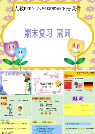六年级英语下册 期末复习 冠词课件 人教PEP