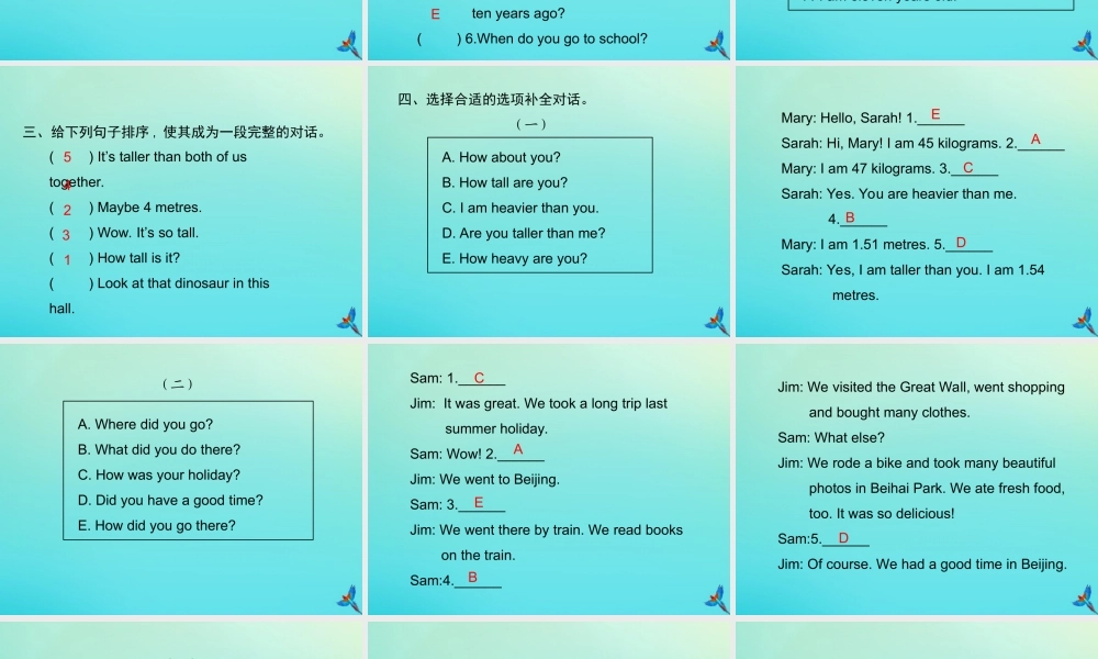 六年级英语下册 期末专题复习 情景交际专项复习习题课件 人教PEP版-人教PEP小学六年级下册英语课件