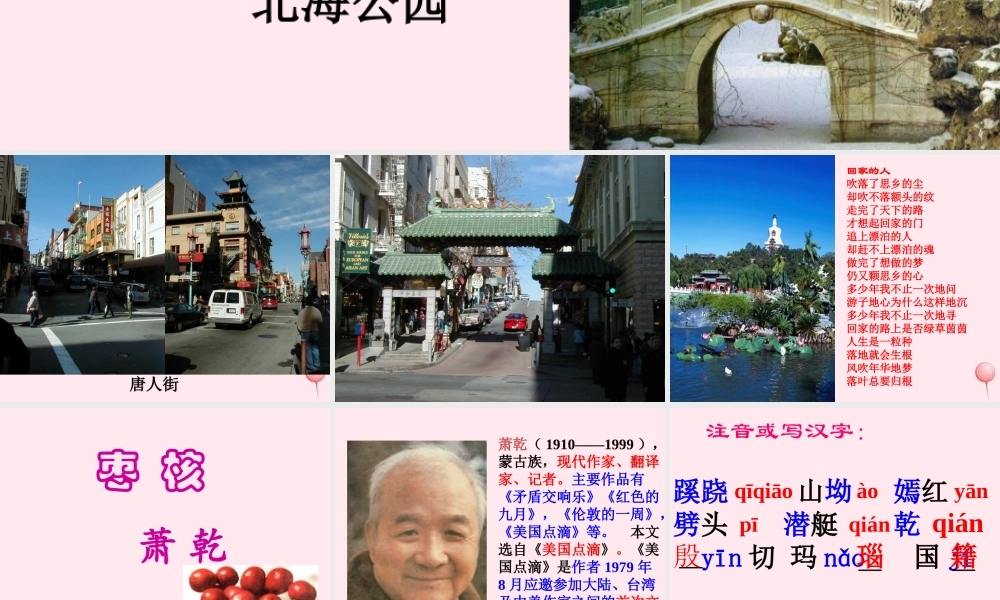 六年级语文上册 第一单元 2《枣核》课件 北京版-北京版小学六年级上册语文课件