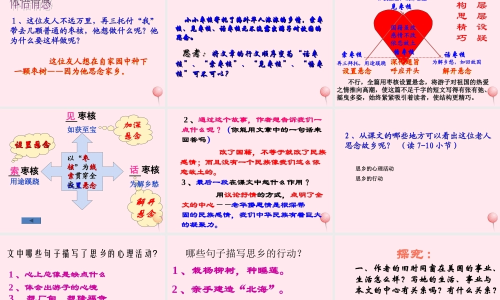 六年级语文上册 第一单元 2《枣核》课件 北京版-北京版小学六年级上册语文课件