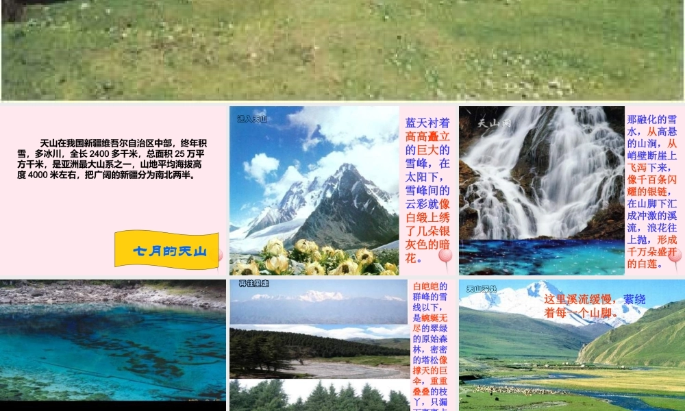 六年级语文上册 第一单元 3《七月的天山》课件 冀教版-冀教版小学六年级上册语文课件