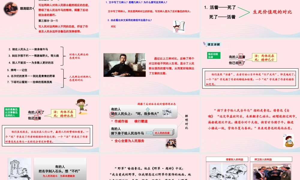 六年级语文上册 第八单元 27 有的人--纪念鲁迅有感课件