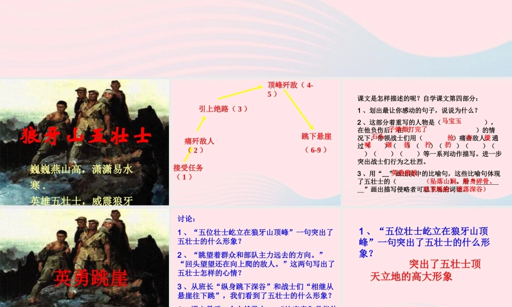 六年级语文上册 第七单元 25《狼牙山五壮士》精品课件 北京版-北京版小学六年级上册语文课件