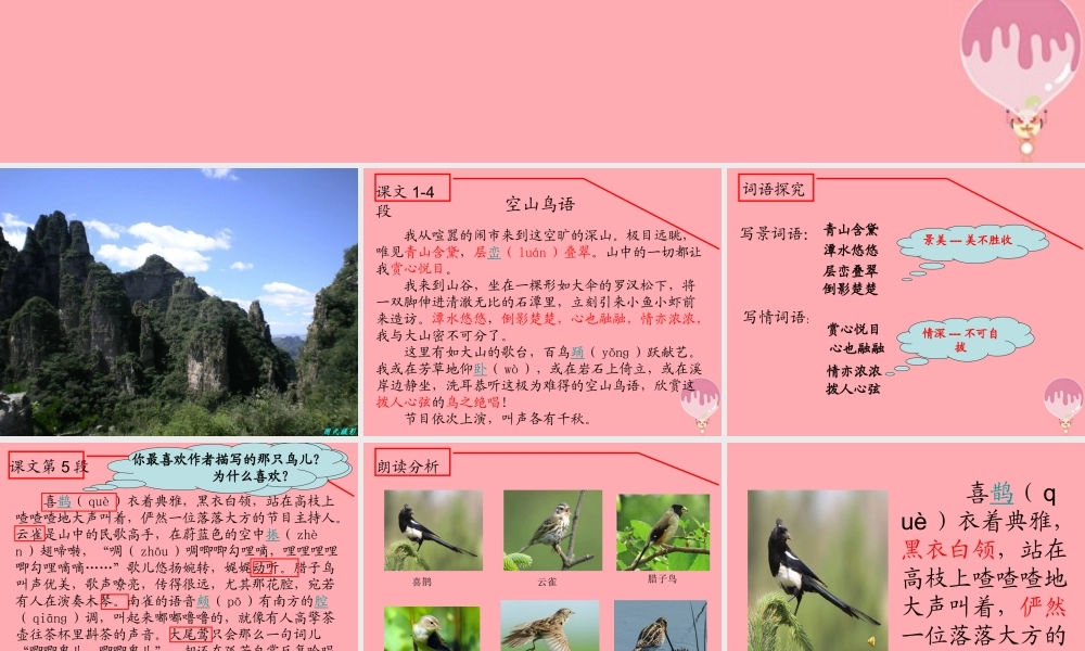 六年级语文上册 第八单元 空山鸟语课件2 湘教版-湘教版小学六年级上册语文课件