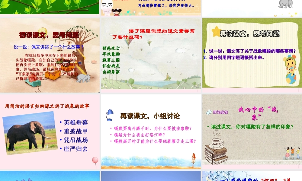 六年级语文上册 第七组 23最后一头战象课堂教学课件1 新人教版-新人教版小学六年级上册语文课件