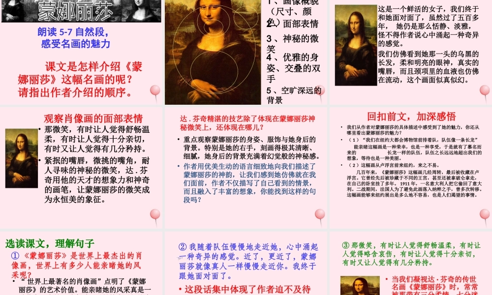 六年级语文上册 第八组 27《蒙娜丽莎之约》课堂教学课件1 新人教版-新人教版小学六年级上册语文课件