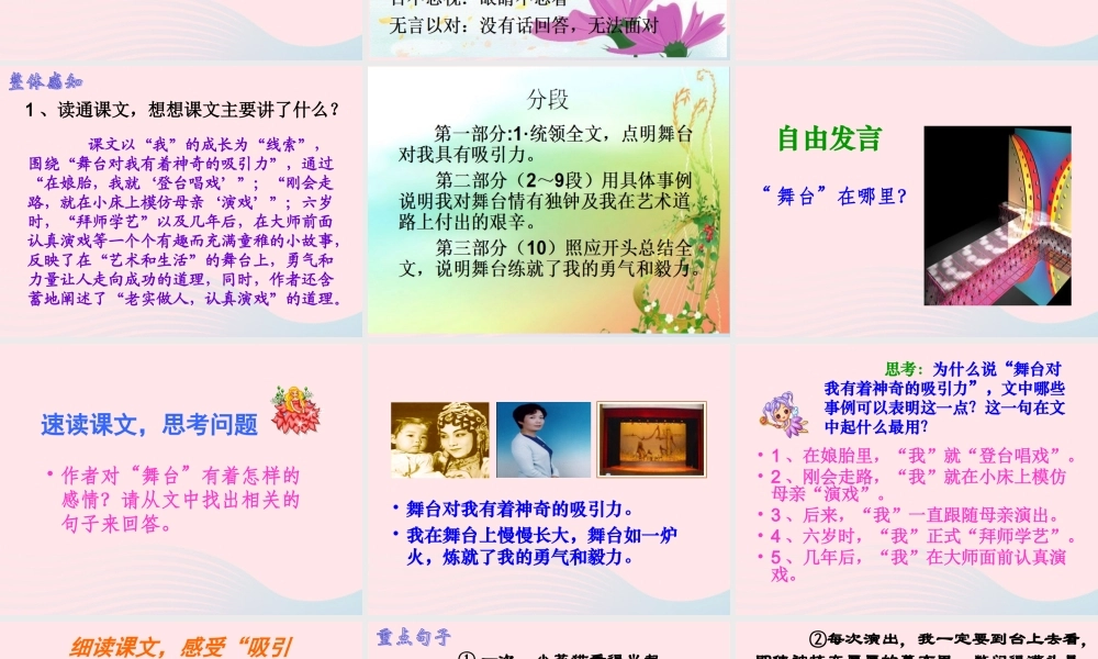 六年级语文上册 第八组 28《我的舞台》课堂教学课件2 新人教版-新人教版小学六年级上册语文课件