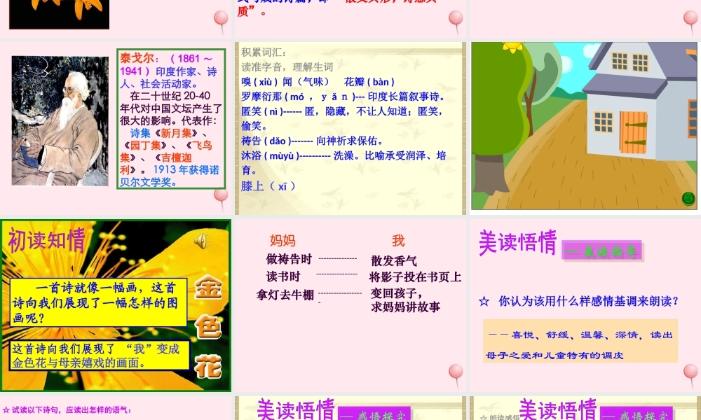 六年级语文上册 第三单元 11《金色花》课件推荐 北京版-北京版小学六年级上册语文课件