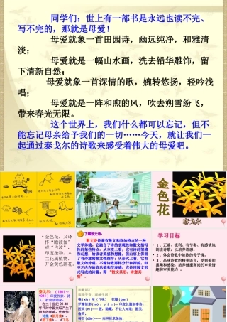 六年级语文上册 第三单元 11《金色花》课件推荐 北京版-北京版小学六年级上册语文课件